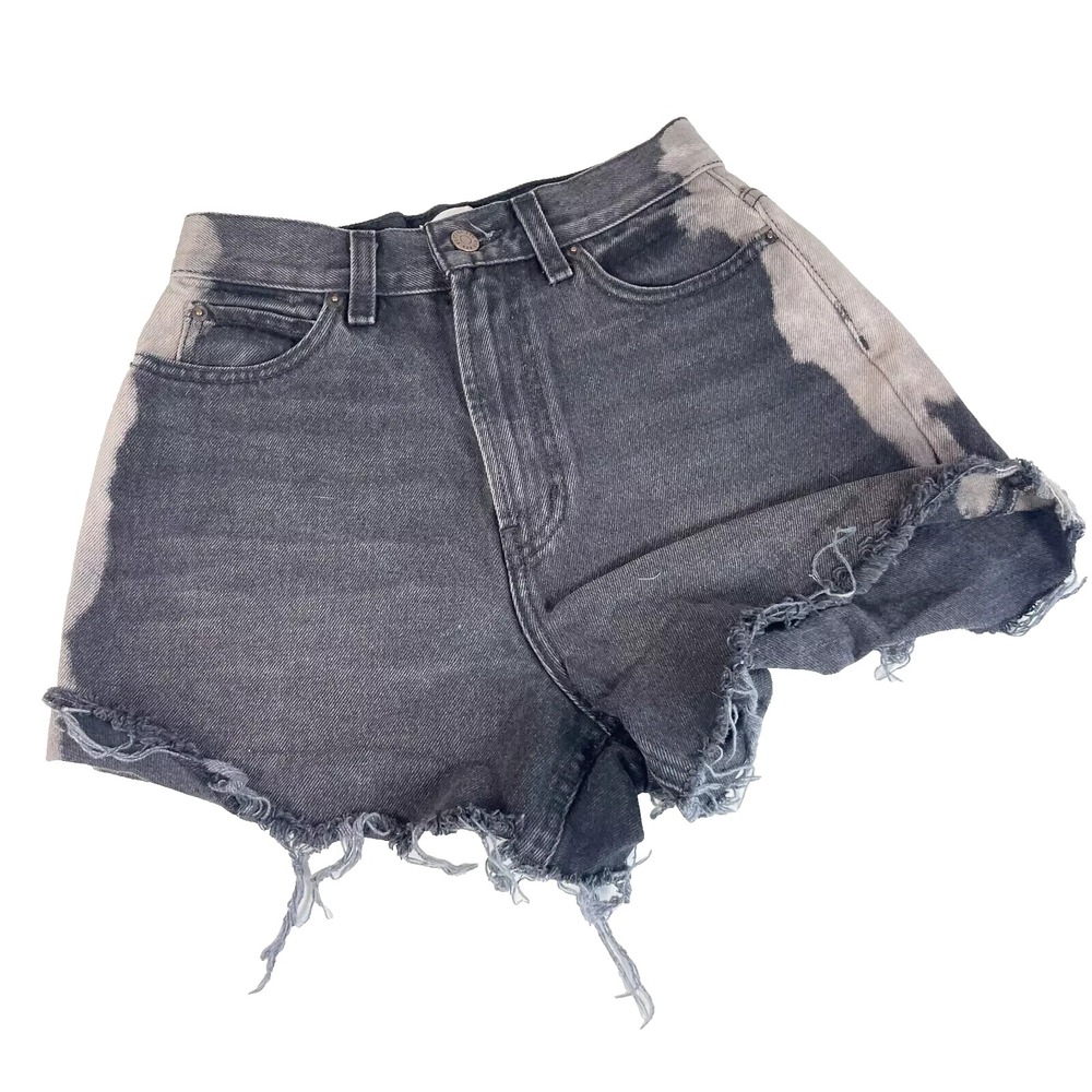 BDG High Rise Cut Off Black Denim Shorts Womens 27 Distressed Acid Wash Side